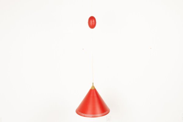 Modernist Danish Red Kegle Pendant Lamp by Bent Karlby for Lyfa, 1960s-WIX-902483