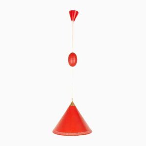 Modernist Danish Red Kegle Pendant Lamp by Bent Karlby for Lyfa, 1960s-WIX-902483