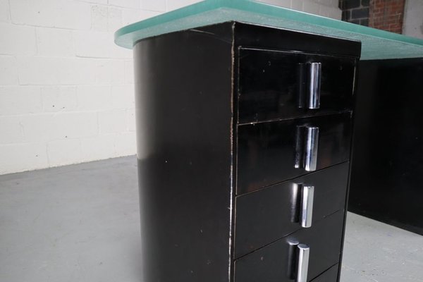 Modernist Desk in Black Lacquered Metal, 1930s-PMI-2035493