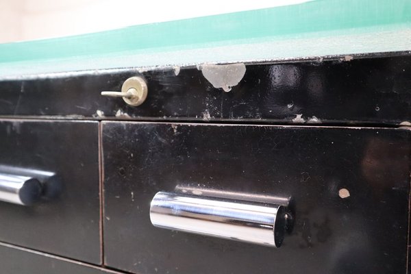 Modernist Desk in Black Lacquered Metal, 1930s-PMI-2035493