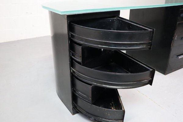 Modernist Desk in Black Lacquered Metal, 1930s-PMI-2035493