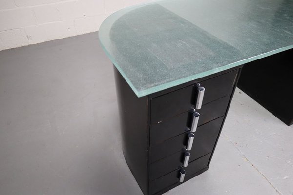 Modernist Desk in Black Lacquered Metal, 1930s-PMI-2035493