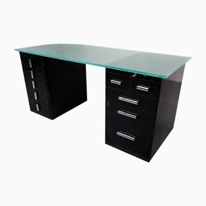 Modernist Desk in Black Lacquered Metal, 1930s-PMI-2035493