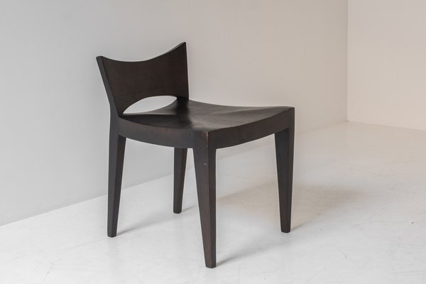 Modernist Dining Chairs in Stained Oak, France, 1960s, Set of 4-VWQ-1802290