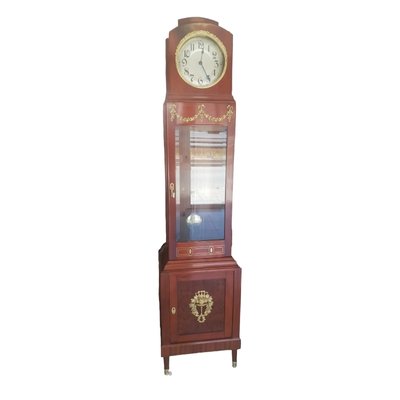 Modernist Floor Clock in Mahogany Marquetry and Brass Ornaments, Early 20th Century-TCS-1724063