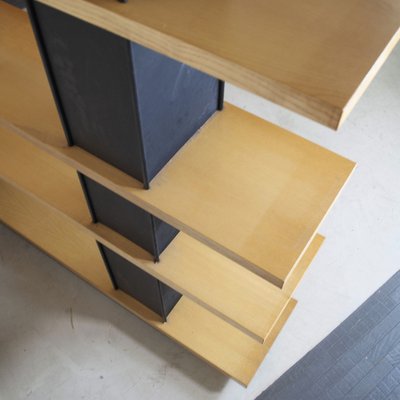 Modernist Foltern Shelves with Brackets in Black Steel Sheet by Charlotte Perriand, 1970s-JQO-1704534