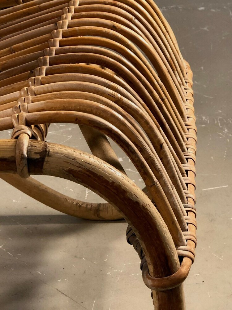 Modernist Free Form Bamboo Armchair, France, 1950s