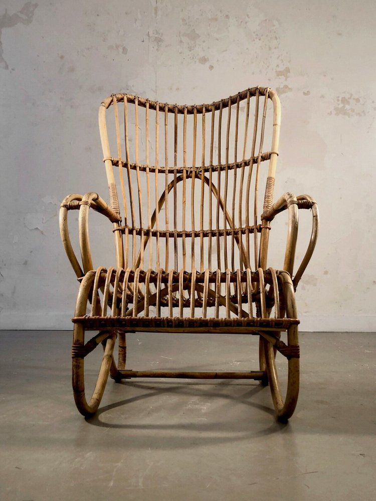 Modernist Free Form Bamboo Armchair, France, 1950s