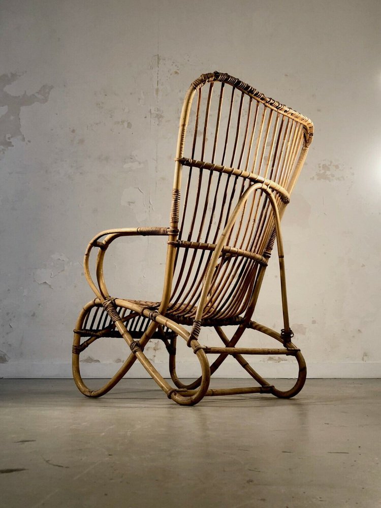 Modernist Free Form Bamboo Armchair, France, 1950s