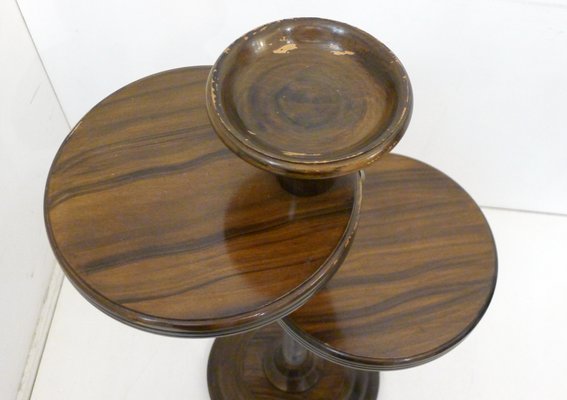 Modernist Free-Standing Ashtray with Round Shelf Shelves in Wood & Metal, 1940s-RNR-2026915