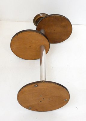 Modernist Free-Standing Ashtray with Round Shelf Shelves in Wood & Metal, 1940s-RNR-2026915