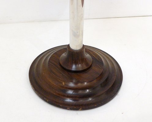 Modernist Free-Standing Ashtray with Round Shelf Shelves in Wood & Metal, 1940s-RNR-2026915