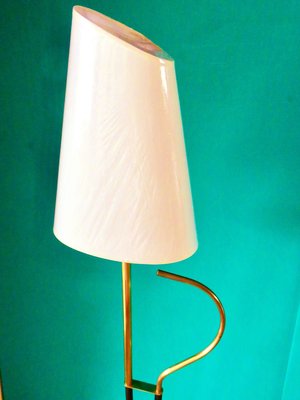 Modernist French Brass & Black Steel Floor Lamp, 1950s-AC-899920