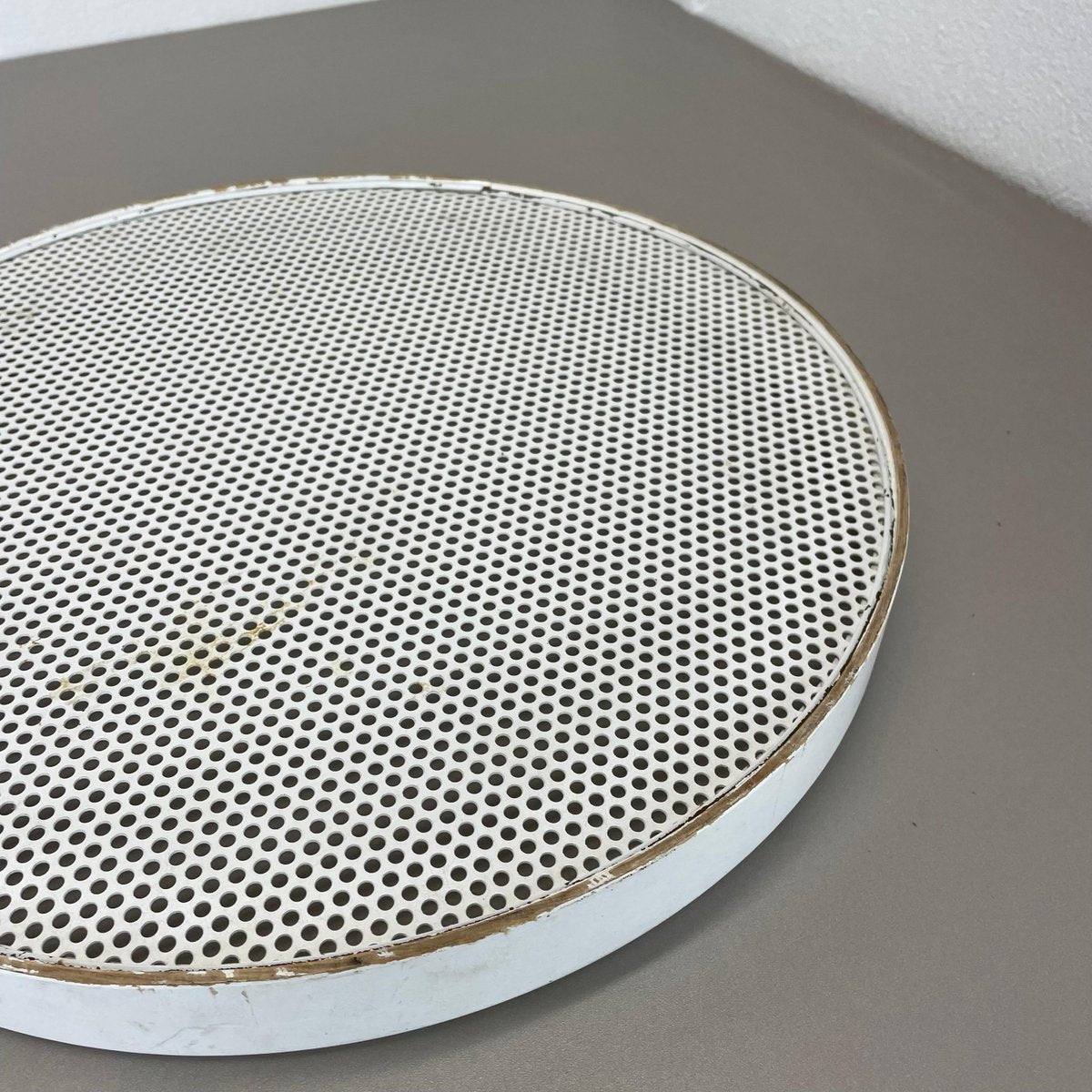 Modernist French Brass Tray Hole Pattern in style of Mathieu Matégot, 1970s