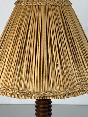 Modernist French Turned Wood Table Lamp in the style of Charles Dudouyt, 1940s-BHG-2034995