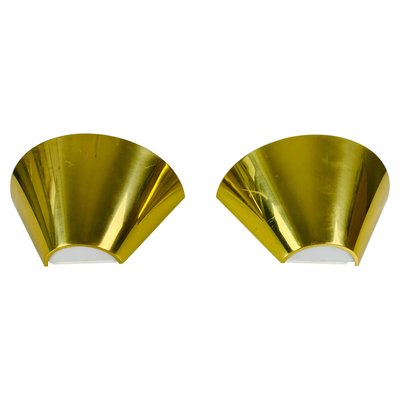 Modernist German Brass and Opaline Glass Wall Lamps, 1980s, Set of 2-PUK-1110536