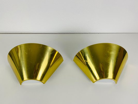 Modernist German Brass and Opaline Glass Wall Lamps, 1980s, Set of 2-PUK-1110536