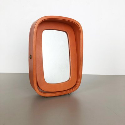 Modernist German Leather Table Mirror from United Workshops, 1960s-QZ-1069527