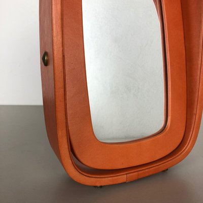 Modernist German Leather Table Mirror from United Workshops, 1960s-QZ-1069527