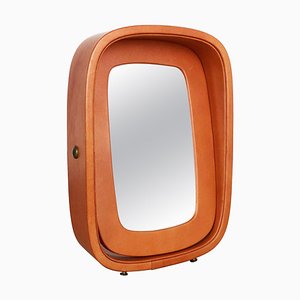 Modernist German Leather Table Mirror from United Workshops, 1960s-QZ-1069527