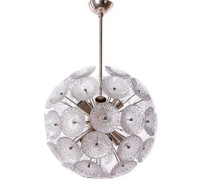 Modernist Glass and Chrome 10-Light Dandelion Sputnik Chandelier, 1960s-DEK-1349382