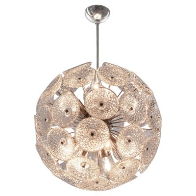 Modernist Glass and Chrome 10-Light Dandelion Sputnik Chandelier, 1960s-DEK-1349382