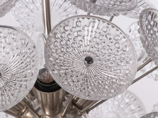 Modernist Glass and Chrome 10-Light Dandelion Sputnik Chandelier, 1960s-DEK-1349382