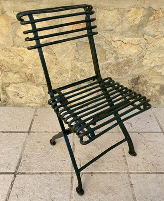 Modernist Green Iron Garden Folding Chair, 1930s-NOU-852985