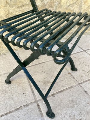 Modernist Green Iron Garden Folding Chair, 1930s-NOU-852985