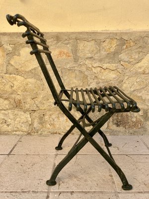 Modernist Green Iron Garden Folding Chair, 1930s-NOU-852985