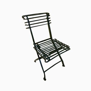 Modernist Green Iron Garden Folding Chair, 1930s-NOU-852985