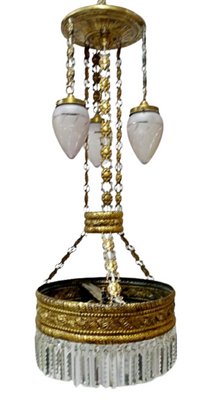 Modernist Hammered Brass Chandelier-SNX-920182