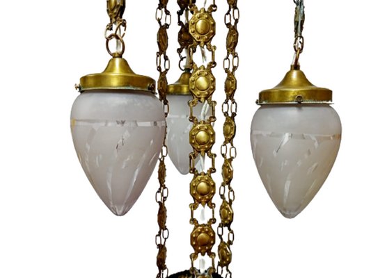 Modernist Hammered Brass Chandelier-SNX-920182