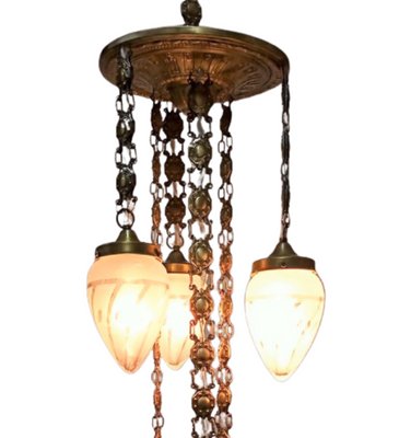 Modernist Hammered Brass Chandelier-SNX-920182