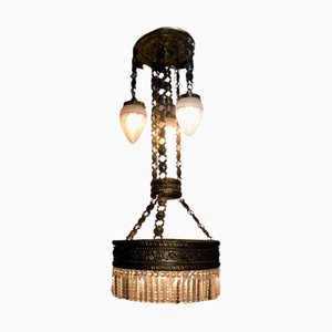 Modernist Hammered Brass Chandelier-SNX-920182