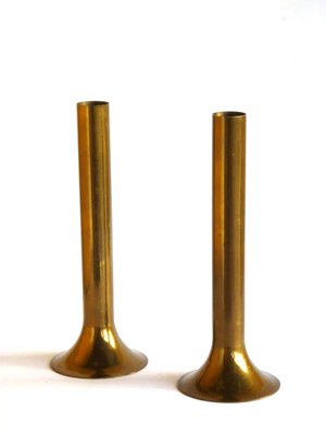 Modernist Italian Brass Vases, 1970s, Set of 2-GKB-842129