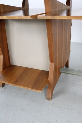 Modernist Italian Desk with Three Drawers, Book Storage and Light Blue Formica Table Plate, 1960s-AA-1743553