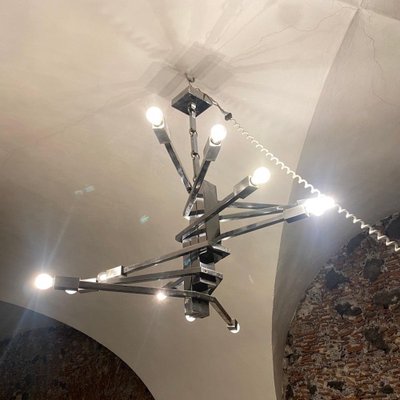 Modernist Italian Steel Sputnik Chandelier by Sciolari, 1970s-NMK-1146874