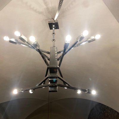 Modernist Italian Steel Sputnik Chandelier by Sciolari, 1970s-NMK-1146874