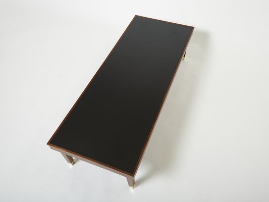 Modernist Mahogany & Brass Coffee Table by Jacques Adnet, 1950s-YJA-1397612