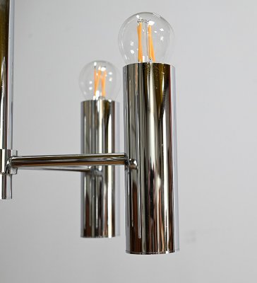 Modernist Metal Chandelier attributed to Gaetano Sciolari, Italy, 1960s-RVK-1754509