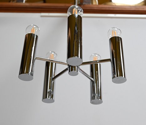 Modernist Metal Chandelier attributed to Gaetano Sciolari, Italy, 1960s-RVK-1754509