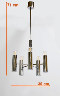 Modernist Metal Chandelier attributed to Gaetano Sciolari, Italy, 1960s-RVK-1754509