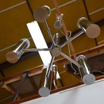 Modernist Metal Chandelier attributed to Gaetano Sciolari, Italy, 1960s-RVK-1754509