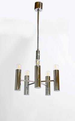 Modernist Metal Chandelier attributed to Gaetano Sciolari, Italy, 1960s-RVK-1754509