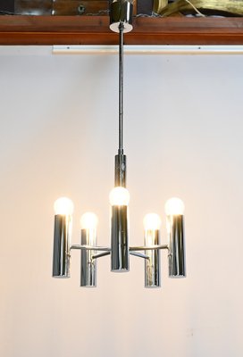 Modernist Metal Chandelier attributed to Gaetano Sciolari, Italy, 1960s-RVK-1754509