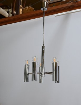 Modernist Metal Chandelier attributed to Gaetano Sciolari, Italy, 1960s-RVK-1754509