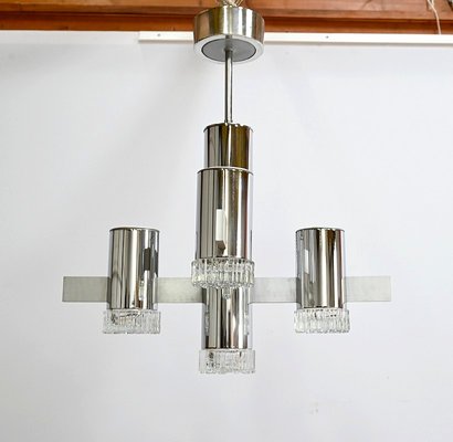 Modernist Metal Chandelier attributed to Gaetano Sciolari, Italy, 1960s-RVK-1754504