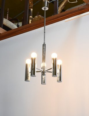 Modernist Metal Chandelier attributed to Gaetano Sciolari, Italy, 1960s-RVK-1754509