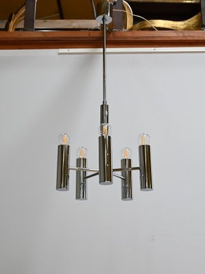 Modernist Metal Chandelier attributed to Gaetano Sciolari, Italy, 1960s-RVK-1754509